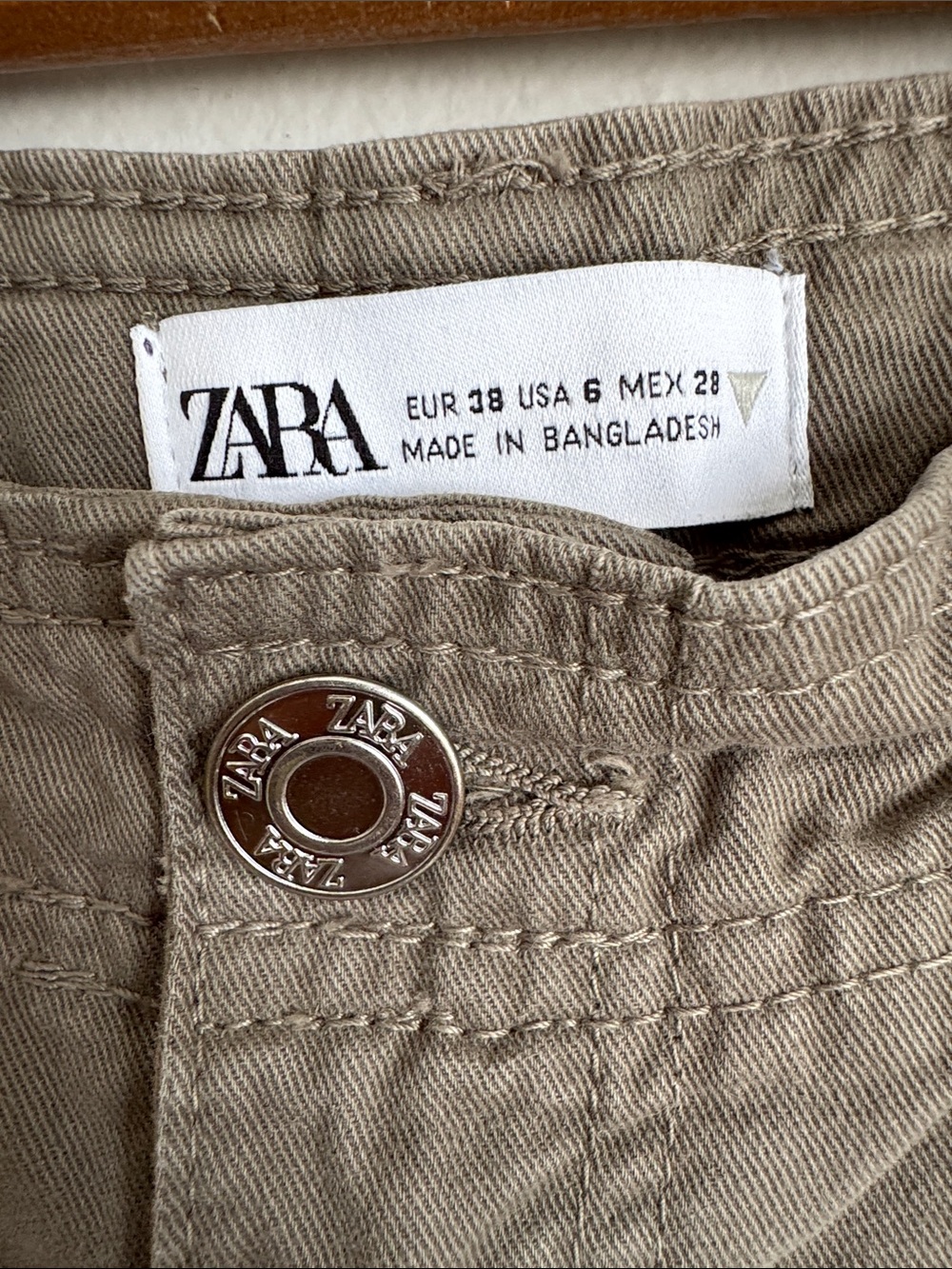 Zara Olive Green Cargo Pants Women’s US 6 EU 38 Utility Straight Leg High Rise - Picture 7 of 9